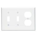 Leviton 80521-w 3-gang 2-toggle 1-duplex Device Combination Wallplate Midway Size White 