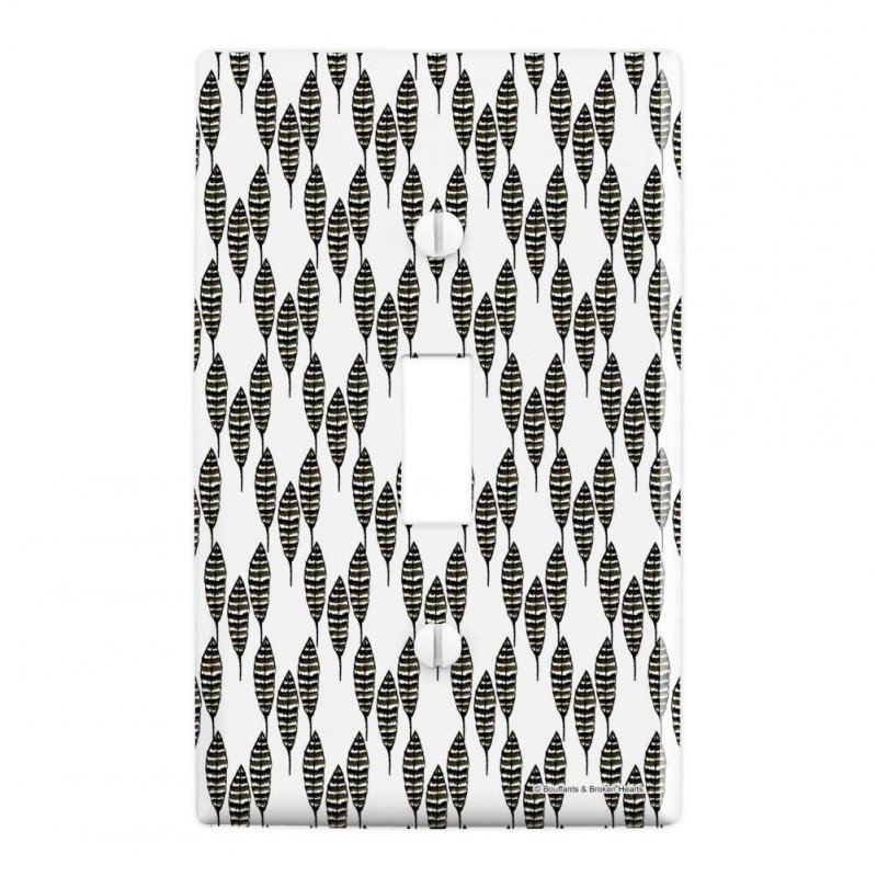 Sketchy Feathers Plastic Wall Decor Toggle Light Switch Plate Cover