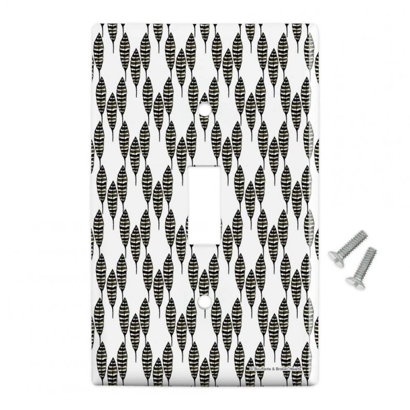 Sketchy Feathers Plastic Wall Decor Toggle Light Switch Plate Cover