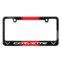 Ipick Image For Chevrolet Corvette C7 Dual Logo Racing Stripes Real Carbon Fiber License Plate Frame