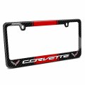 Ipick Image For Chevrolet Corvette C7 Dual Logo Racing Stripes Real Carbon Fiber License Plate Frame