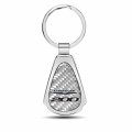 Ipick Image Made Clear Dome Real Silver Carbon Fiber Chrome Metal Teardrop Key Chain With Logo For Chrysler 200