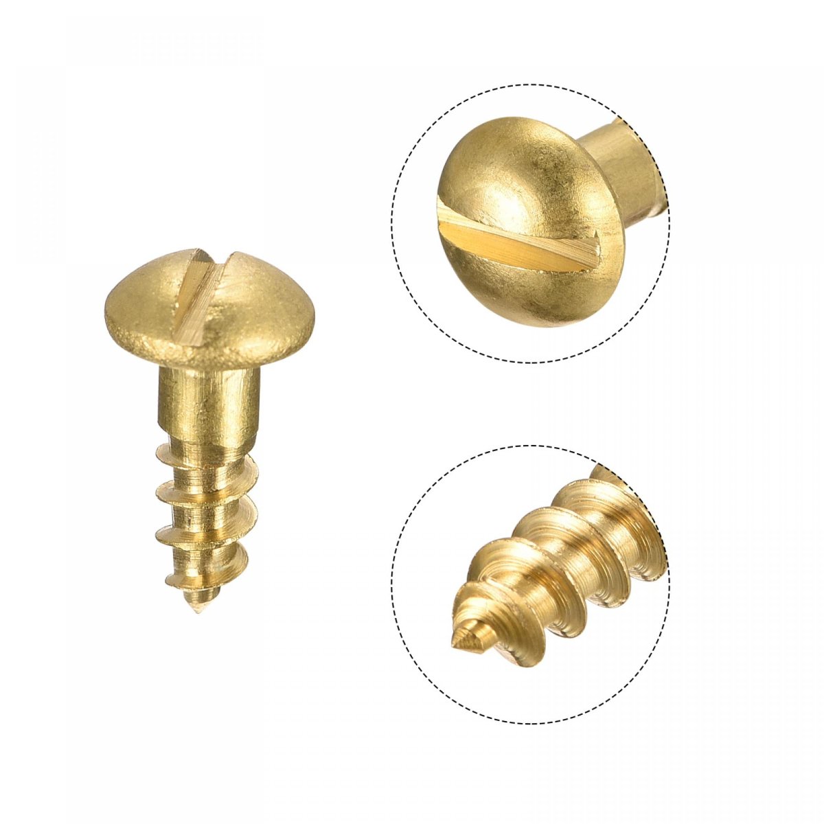 Wood Screws M3 5 X 12mm Slotted Round Head Brass Self-tapping Screw 50 Pcs
