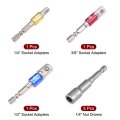 1 4 3 8 2 Impact Grade Socket Adapter Set Hex Shank Bit Quick-change 8mm Magnetic Nut Sockets Driver