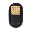 Vicenza Designs K1183 Tiziano Square Leather Knob Large Black Polished Gold 