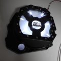 Httmt- Black W White Led Engine Cluctch Cover Compatible With 2001-2005 Suzuk Gsxr 600 750 1000 P N Mt313-010a-bk 