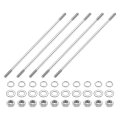 5pcs Double Ended Stud Screws M5x200mm 304 Stainless Steel Dual Threaded Rod Bolts With Nuts And Flat Lock Washers End Screw 