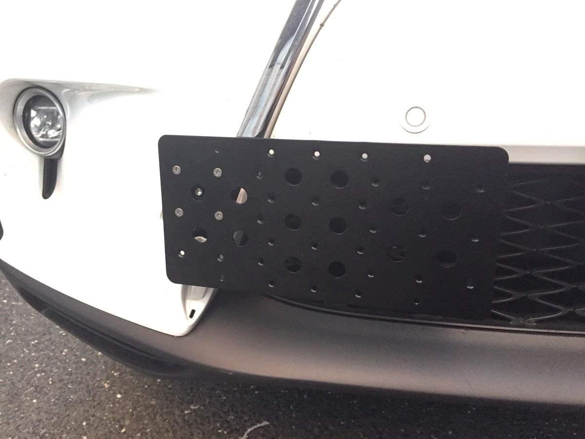 Front Bumper Tow Hook License Plate Mount Bracket For Porsche Macan 2015-2022 Holder Set W Unique Screw Bolts Black Caps Tag