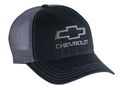 Chevrolet Open Bowtie Garment Washed Mesh Snapback Hat Black 