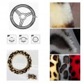 Fluffy Leopard Print Elastic Car Steering Wheel Cover Anti-slip Warm Fit For 14inch 15inch Leopard