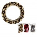 Fluffy Leopard Print Elastic Car Steering Wheel Cover Anti-slip Warm Fit For 14inch 15inch Leopard