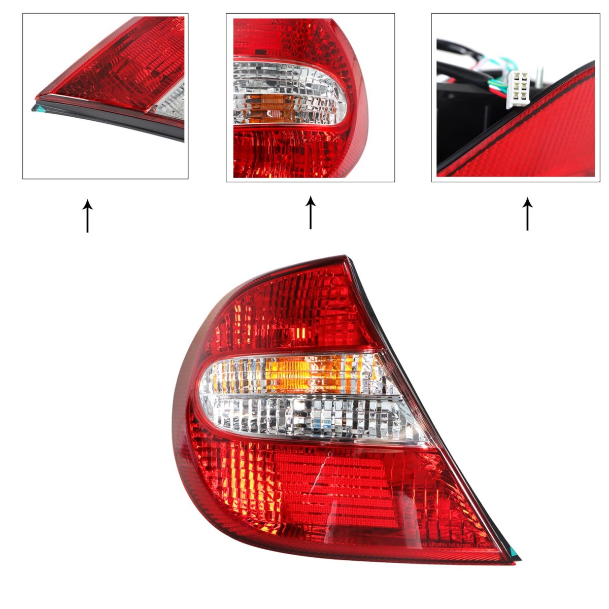 Tail Light Rear Lamp Halogen Clear Red Outer Left Driver Side Replacement For Camry 2002 2003 2004 Part Number 81560aa050