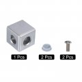 Uxcell 1set 40x40x40mm 2-way Corner Bracket Cube Aluminum Alloy Block For 2020 Series Extrusion Profile With Screws