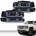 2pcs Smoky Led Headlights For 99-02 Chevy Silverado 1500 2500 01-02hdhd 3500 00-06 Tahoe Suburban 1500 2500 Modified Style 