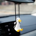 Cute Swinging Duck Car Rear View Mirror Hanging Ornament Funny Gypsum Plaster Interior Decoration Accessory And Gift For Men 