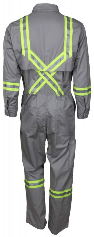 Summit Breeze Flame Resistant Fr Long Sleeve Coveralls 7 Oz Cotton Reflective Vents Gray 56 Tall Sbc203156t