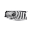 Hecasa Front Grill For 2014-2017 Infiniti Q50 All Model Bumper Grille Assembly Black Silvery Abs Plastic Painted Chrome