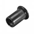 Uxcell M8 Rivet Nuts Carbon Steel Zinc-plated Knurled Flat Head Threaded Insert Nut Black 100pcs