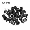 Uxcell M8 Rivet Nuts Carbon Steel Zinc-plated Knurled Flat Head Threaded Insert Nut Black 100pcs
