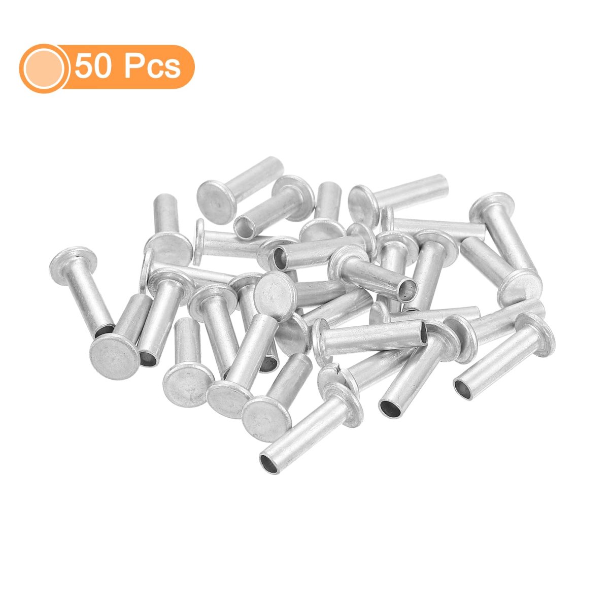 50pcs Semi Tubular Rivets 5mm X 16mm Aluminum Round Flat Head Semi-tubular Metal Stud Rivet For Industry Household Repairing