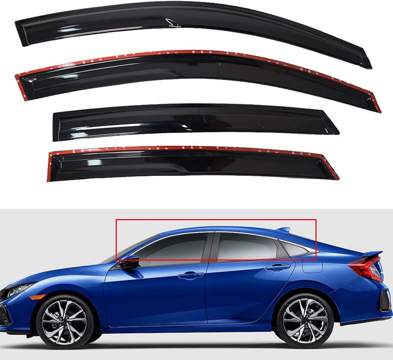 Window Vent Visor Rain Guard Shade Replacement For 2016-2020 Honda Civic Sedan