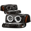 Compatible With Gmc Sierrea Gmt800 Smoke Lens Amber Corner Dual Halo Projector Headlight Bumper Drl 8 Led Fog Light