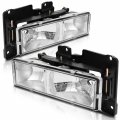 Compatible For Chevrolet 1988-1999 Gmc Headlight Headlamps Chrome Housing Clear Reflector 