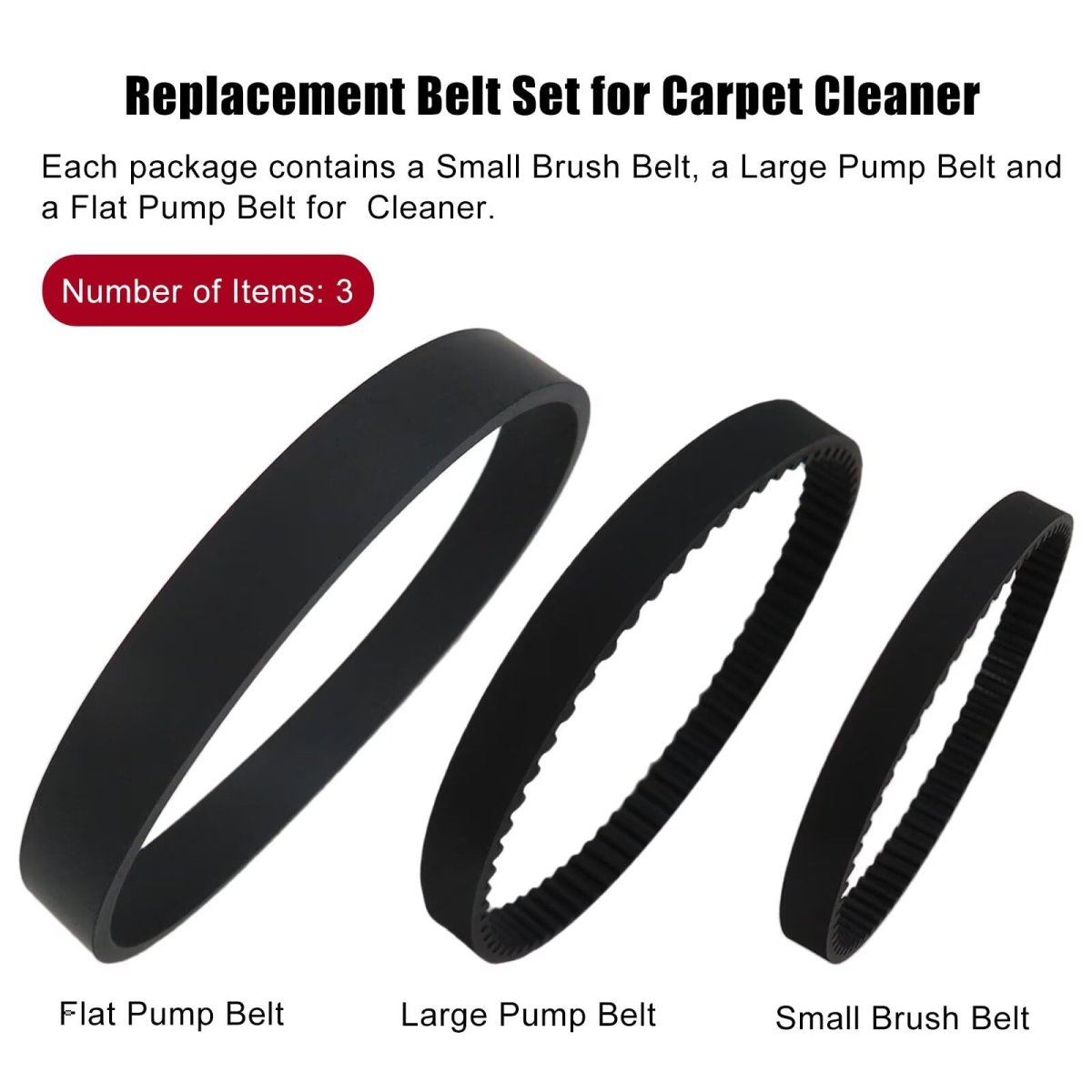 Premium 3-pack Belts For Bissell Proht 2x Revolution A Works With 1986r 2007g 2007p 22839 A Small Brush Large Flat Pump Replace