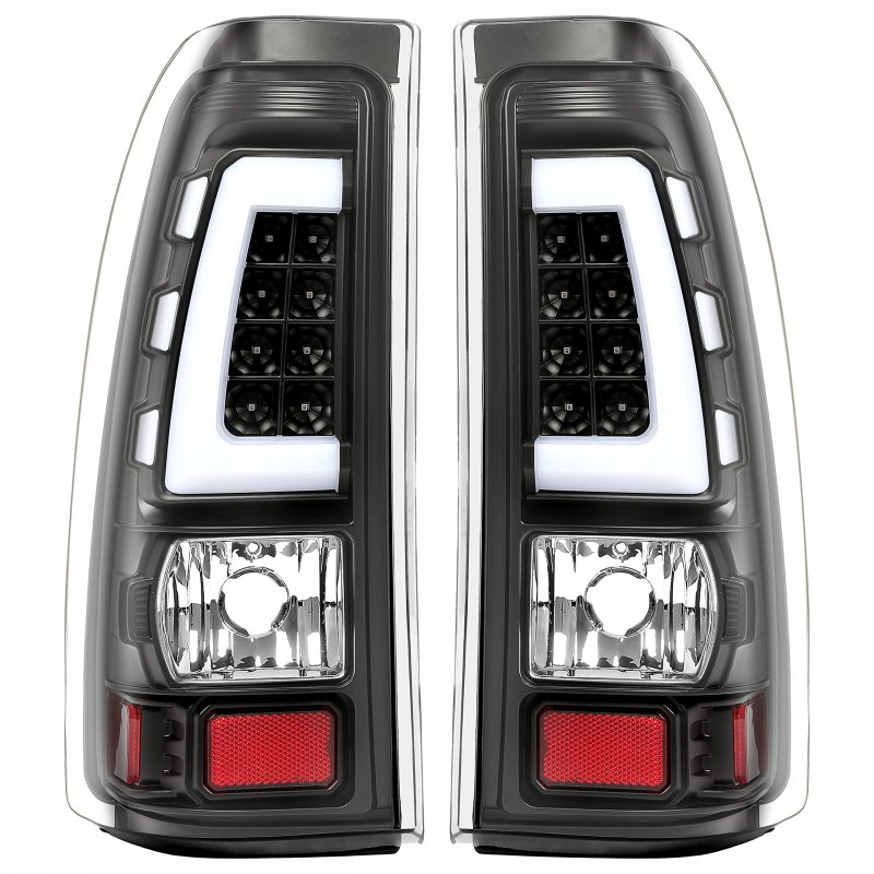Led Tail Lights For 1999 2006 Chevy Silverado And 2002 Gmc Sierra 1500 2500 3500 Clear Lens Black Housing Tube Bar Rear Brake