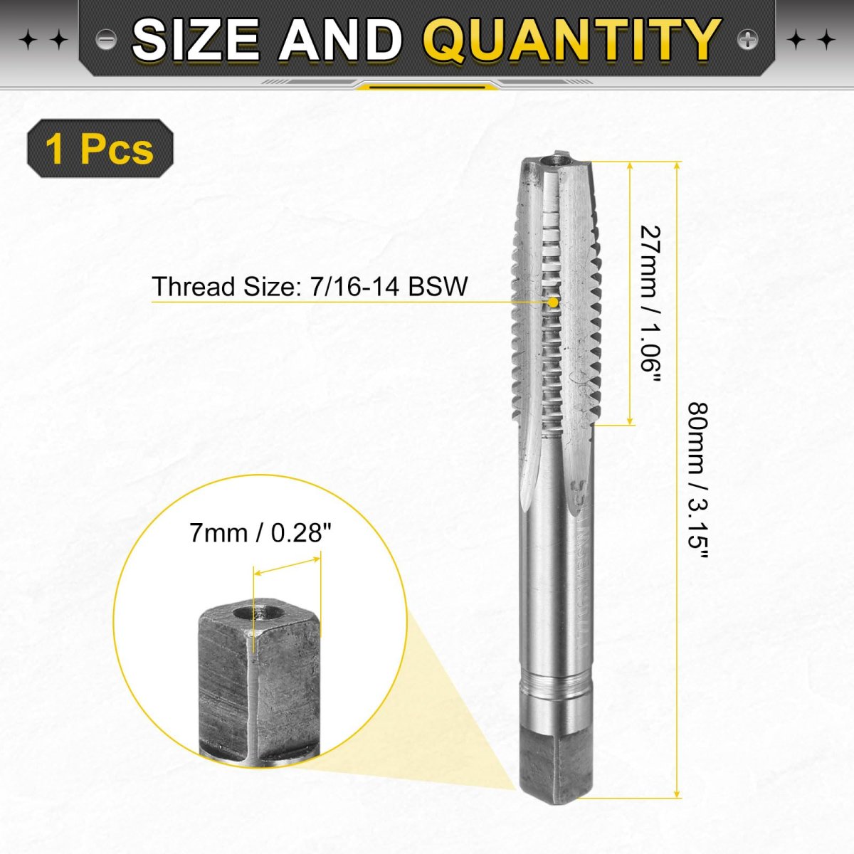 Hand Taper Tap 7 16-14 Bsw 2b Thread Style Taps Straight Flute Screw Tapping Threading Tool High Speed Steel Hss6542