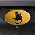 Black Cat Lifting Leg And Licking Oval Tow Trailer Hitch Cover Plug Insert