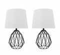 Aspen Creative 40158-12 Two Pack Set A 22 High Transitional Metal Wire Table Matte Black Finish And Empire Shaped Shade In 