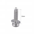 Uxcell M3 X 12mm 304 Stainless Steel Phillips Pan Head Machine Screws Bolts Combine With Spring Washer And Plain Washers 20pcs