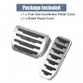 X Autohaux 2pcs Brake Pedal Pad Gas Accelerator Cover For Land Rover Discovery Sport 2015-2019 Silver Tone