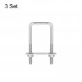 Uxcell Square U-bolts 3 Sets 42mm 1 65 Inner Width 100mm Length M8 304 Stainless Steel U Clamp Bolt With Nuts And Plates For