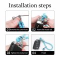 Crystal Bling Car Keychain For Women Sparkly Rhinestones Key Fob Holder Accessories Strap With Anti-lost D-ring