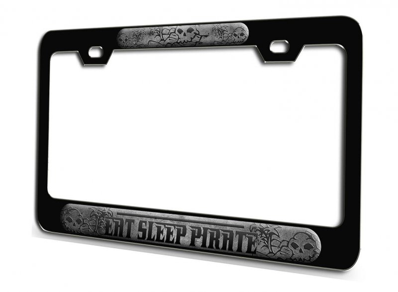 Eat Sleep Pirate Bl 3d Metal License Plate Frame Auto Suv Truck Tag Holder D66