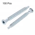 Uxcell Furniture Confirmat Screw 100pcs 7x70mm Hex Socket Woods Zinc Plated Countersunk Self-tapping Connecting Screw