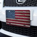 Graphics More Rustic American Flag Wood Grain Design Novelty Metal Vanity Tag License Plate