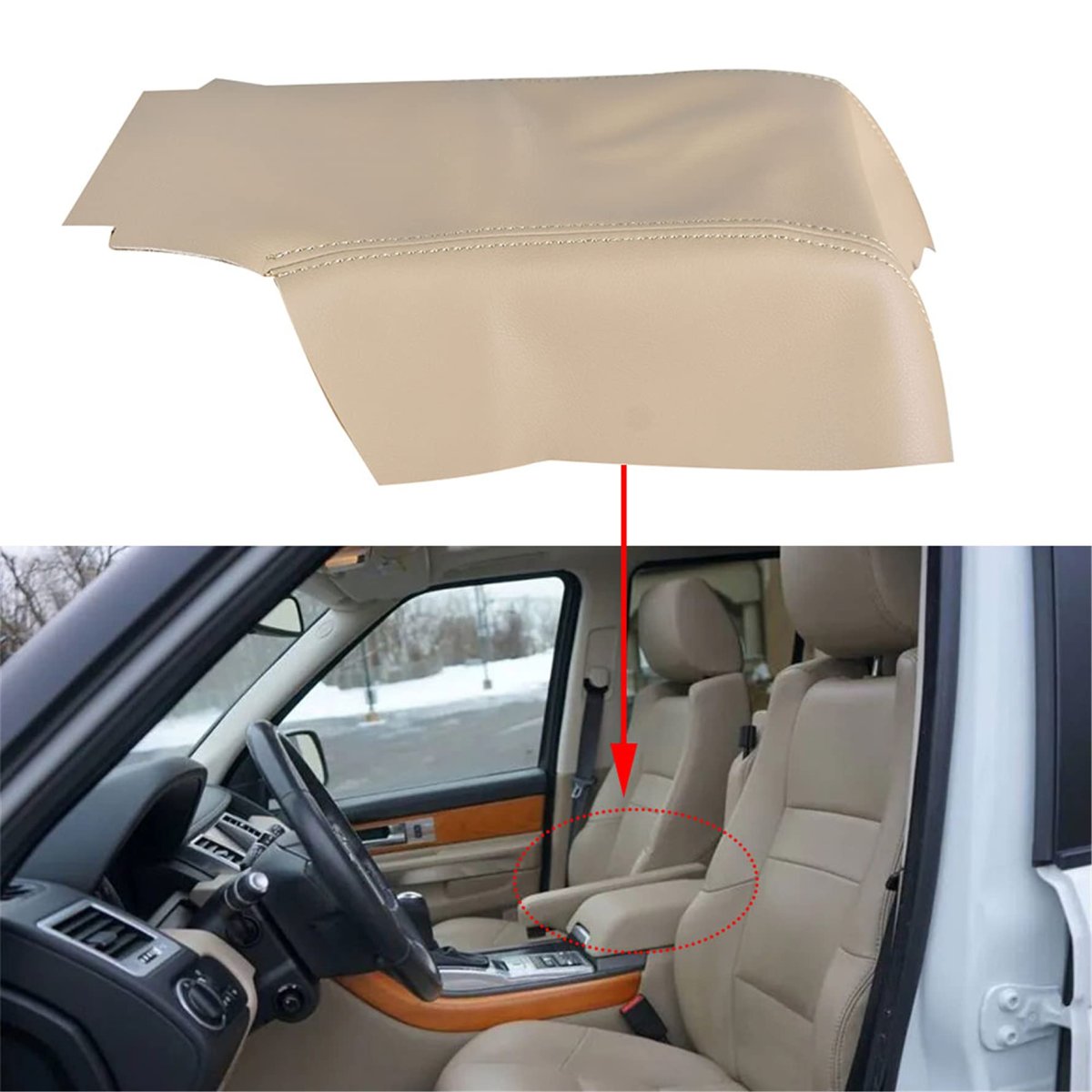 Beige Microfiber Leather Center Console Armrest Cover Skin Replacement For 2006 To 2013 Range Rover Sport