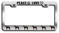 Peace Love Greyhound Dogs Pets Chrome Metal License Plate Frame Tag Holder Y89 