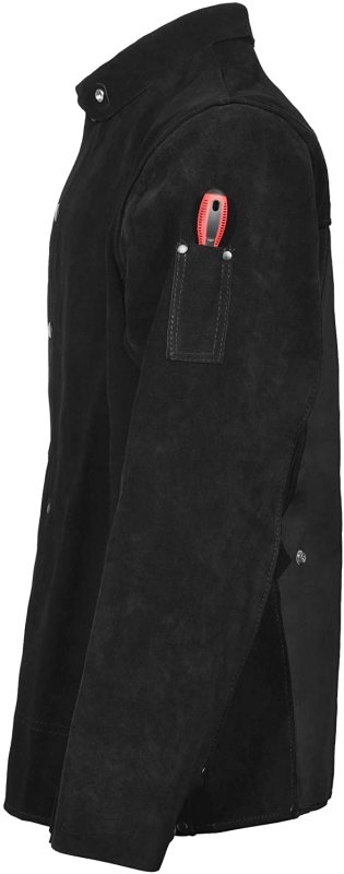 Black Leather Welding Jacket Heavy Duty Fr Split Cowhide Work Safety Jackets Welder For Men Women