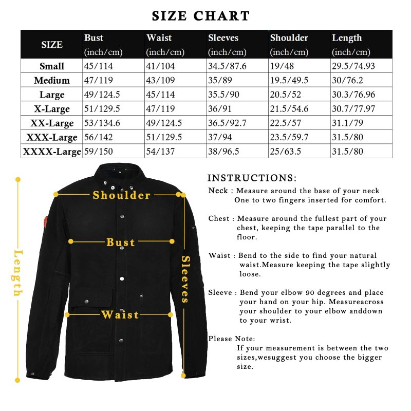 Black Leather Welding Jacket Heavy Duty Fr Split Cowhide Work Safety Jackets Welder For Men Women