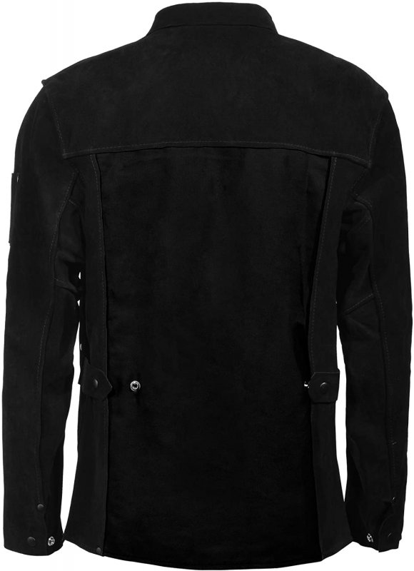 Black Leather Welding Jacket Heavy Duty Fr Split Cowhide Work Safety Jackets Welder For Men Women