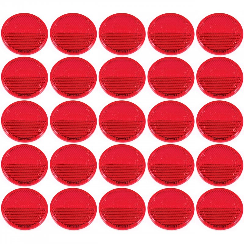 Red Round Reflectors 2 In Diameter 25 Pack With Strong Adhesive Dot Sae Approved For Trucks Trailers Boats Bikes And Mailboxes