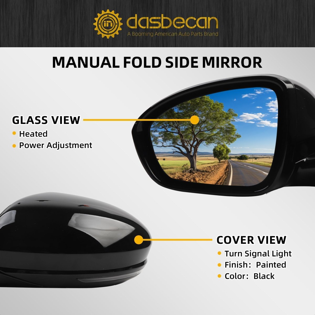 Driver Side Mirror For 2019 2020 2021 2022 2023 Nissan Altima Left Door With Heated Turn Signal And Power Adjustment Black