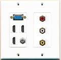 Riteav Svga Plate -2 Gang 3 Hdmi 1 Coax Composite Video Wall Dual White 