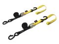 Powertye 1in X 6ft Cam Buckle Soft-tye Tie-downs W Latch Hook S-hook 400 Lb Wll 1 200 Breaking Strength - Black Yellow Pair 