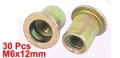 Uxcell 30 Pcs M6x12mm Ribbed Flat Head Rivet Nut Insert Nutserts Fasteners