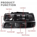 Headlights For 1999-2002 Chevy Silverado 2000-2006 Suburban Tahoe Headlamp Driver Side Passenger Clear Lens Black Housing